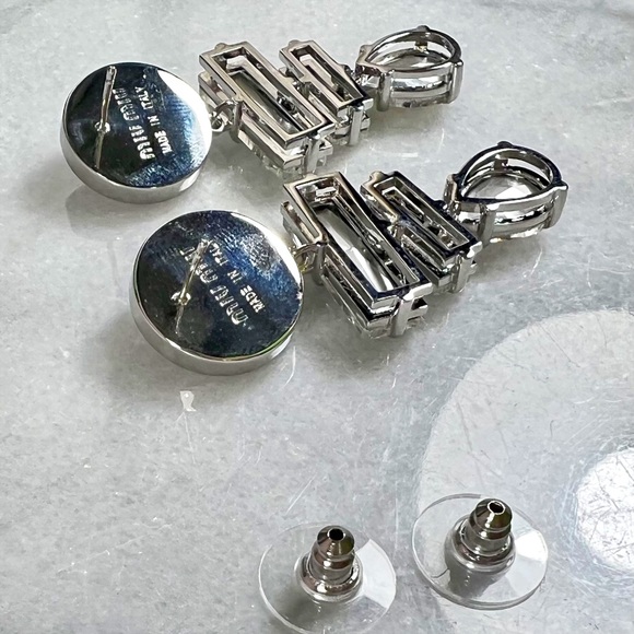 Miu Miu Pink Swarovski Crystal Post-Back Earrings - Picture 5 of 9